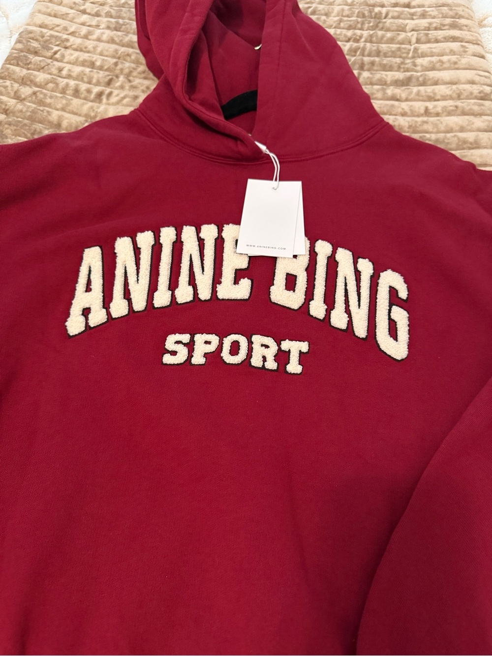 Anine Bing NWT Alec Hoodie In Red Cotton - Picture 8 of 8